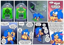 anthro areolae big_breasts breast_growth breasts crossgender dialogue english_text female female_penetrated gender_transformation hi_res laboratory lips male missphase mtf_transformation nipples nude pussy rule_63 solo sonic_(series) sonic_the_hedgehog sonic_the_hedgehog_(series) sonique_the_hedgehog speech_bubble text thick_lips transformation