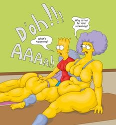 bart_simpson belly big_breasts bynshy chubby clothing panties patty_bouvier selma_bouvier the_simpsons