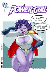 1girls anthro big_breasts breasts bust busty cleavage clothed clothes clothing cosplay costume curvaceous curves curvy curvy_figure dc dc_comics dialogue english_text female female_only hips hourglass_figure huge_breasts jonathan_ponikvar large_breasts legs leotard looking_at_viewer peter_and_company peter_and_whitney power_girl power_girl_(cosplay) purple_fur purple_hair speech_bubble superman_(series) talking_to_viewer text thick_legs thick_thighs thighs voluptuous white_leotard whitney_ponikvar wide_hips yellow_eyes