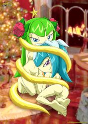 2girls 5_toes all_fours anthro anthro_only ass bare_shoulders barefoot bbmbbf belly blue_eyes blue_hair breasts butt christmas christmas_tree closed_mouth cosmo_the_seedrian feet feet_together female female_only galaxina_the_seedrian green_hair high_resolution highres humanoid_feet interspecies legs_together long_hair looking_at_viewer looking_back mobius_unleashed multiple_females multiple_girls naked nipples no_bra no_panties nude open_eyes palcomix plant plant_girl purple_eyes pussy sega sitting smile smiling sonic_(series) sonic_team sonic_the_hedgehog_(series) sonic_x stomach tagme thighs toes uncensored vagina