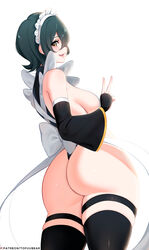 1girls big_breasts breasts female female_only iroha large_breasts looking_at_viewer looking_back maid maid_headdress maid_uniform samurai_shodown solo thighhighs tofuubear