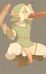 3boys big_penis blonde_hair caressing_testicles clothed_sex erection femboy girly ickleseed link oral penis_out sex size_difference squatting the_legend_of_zelda trap yaoi