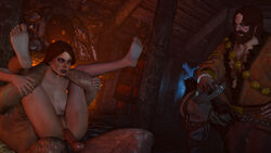 1girls 3boys 3d anal anal_sex cd_projekt_red cerys_an_craite eyeshadow feet female freckles full_nelson hjalmar_an_craite red_hair red_lipstick scar source_filmmaker teeth the_witcher_(series) the_witcher_3:_wild_hunt tomtam white_hair yellow_eyes