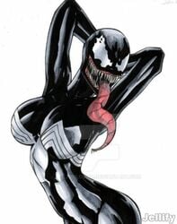 animated jellify marvel shaking_breasts she-venom smooth_skin spider-man_(series) symbiote tagme venom venom_(marvel)