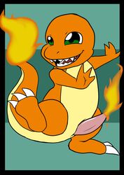 1boy ass black_border burning charmander cloaca feet feral fire hi_res joykill male male_only nintendo nude penis penis_flame pokémon_(species) pokemon pokemon_rgby scalie slit solo source_request tail tail_flame tapering_penis video_games