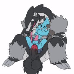 anal anal_sex animated anthro balls big_dom_small_sub black_body blue_body blue_fur bodily_fluids claws dewott dewottdude dot_eyes duo erection fur genitals grey_body grey_fur hair larger_male male male/male male_penetrated male_penetrating male_penetrating_male mammal mustelid nintendo nude obstagoon open_mouth penetration penis pink_nose pokémon_(species) pokemon pokemon_(species) sex simple_background size_difference smile teeth tongue tongue_out tuft video_games