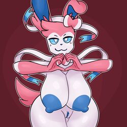 1:1 1girls 2020 absurd_res anthro anthrofied areola big_breasts big_ears breasts canine digital_media_(artwork) eeveelution female furry heart hi_res huge_ass huge_breasts lime09 long_ears mammal nintendo nipples nude pokémon_(species) pokemon pokemon_(species) pokemon_xy pokemorph pose pussy ribbons simple_background smile solo sylveon tail thick_thighs video_games wide_hips