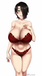 1girls big_breasts bra breasts cleavage female female_only huge_breasts large_breasts lingerie looking_at_viewer panties saya_(twrlare) solo twrlare