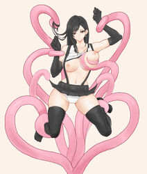 ankle_grab around_breast bangs big_breasts black_gloves black_hair bound breast_grab breast_squeeze breasts clitoris_outline erect_nipples exposed_breasts final_fantasy final_fantasy_vii final_fantasy_vii_remake gloves hair_grab half_naked high_socks leg_grab lifted lifted_skirt long_gloves long_hair medium_breasts monster nipples no_shoes panties pantyshot reluctant shoeless short_skirt skirt skirt_lift socks stockings stomach suspenders tank_top tentacle tentacle_monster thighhighs tifa_lockhart tight_clothes upskirt white_panties wrist_grab 蜥臀目