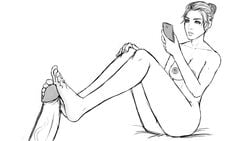 2d cassie_cage foot_fetish footjob hakuboi ignoring mortal_kombat mortal_kombat_x partial_male sketch smartphone