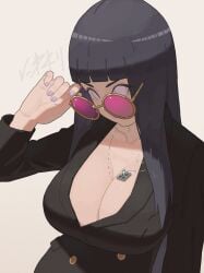 1girls adjusting_eyewear adjusting_glasses adjusting_sunglasses adult_swim alternate_version_available big_breasts blue_hair breasts_out breasts_outside buisness_suit bust-waist_contrast busty cleavage clothed clothing coat female female_focus female_only flat_belly fully_clothed hi_res high_resolution highres hinata_hyuuga hips hyuuga_hinata inframammary_clothing_crease inner_sideboob jacket jewelry large_breasts light-skinned_female light_skin lips lipstick long_hair looking_at_viewer looking_over_eyewear looking_over_glasses looking_over_sunglasses n3fv7kqw nail_polish naruto naruto:_the_last naruto_(series) naruto_shippuden necklace painted_nails pale-skinned_female pale_skin pink-tinted_eyewear pink_eyes pink_lips pink_lipstick pinup pose posing presenting_breasts purple_eyes purple_nail_polish purple_nails shounen_jump skimpy skimpy_clothes solo solo_female solo_focus standing sunglasses sunglasses_removed teenage_girl teenager tight_clothing tinted_eyewear toonami very_high_resolution voluptuous weekly_shonen_jump wide_hips