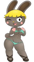 2020 animal_crossing bikini bonbon_(animal_crossing) breasts bunny_ears bunny_girl cleavage female furry nintendo thick_thighs thighs underboob wide_hips zinzoa