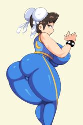 big_breasts brown_hair bun_cover chun-li female female_only hair_bun hourglass_figure iggy-bomb long_hair mature_female muscular_female solo solo_female solo_focus street_fighter thick_thighs