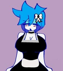 antarctica_(countryhumans) antartid_femala big_breasts blue_hair countryhumans countryhumans_girl female maid open_mouth