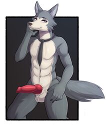 animal_genitalia animal_penis anthro balls beastars canid canine canine_penis canis genitals hi_res knot legoshi_(beastars) male male_only mammal nude penis shudayuda sketch solo wolf