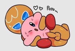 1boy 1cuntboy blush blushing cookie_run crossover crossover_pairing crossover_sex crossover_ship crossover_shipping cuntboy english_text food_creature food_humanoid gingerbrave intersex kirby kirby_(series) male male_penetrating motelgore narrowed_eyes nintendo penis penis_in_pussy pink_skin pussy straight straight_sex vaginal_penetration vaginal_sex