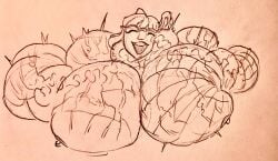 aaat-da breasts_bigger_than_head flexing glasses goodbye_volcano_high happy huge_arms huge_pecs hyper_muscles muscular_anthro muscular_female naomi_(gvh) nipples snoot_game veiny_muscles