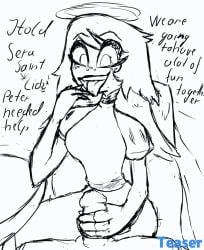 1boy 1girls accurate_art_style animated animated_gif emily_(hazbin_hotel) female grey_skin grin grinning_at_viewer hazbin_hotel male male_pov pov pov_crotch pov_eye_contact pov_male retzhuko_(artist) sketch smile vivienne_medrano vivziepop wip work_in_progress