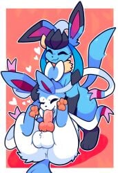 autoblowjob autofellatio fakemon feral glaceon knot pokemon pokemon_(species) self_blowjob self_fuck sucking_own_penis sylveon