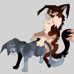 blind blue_eyes cat_ears feline feral furry gay grey_fur jayfeather_(warriors) male/male sol_(warriors) turtle warriors_(cats) yellow_eyes young