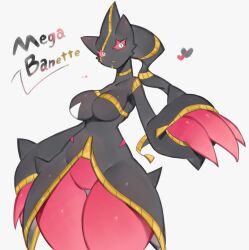 1girls anthro anthro_only banette breasts english_text female female_only generation_3_pokemon hi_res looking_at_viewer mega_banette mega_evolution nintendo pokémon_(species) pokemon slit_pupils solo text thick_thighs toge77789 togetoge white_background white_eyes wide_hips