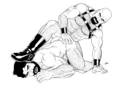 bald bara beard bondage boots domination feet_on_face gay gay_anal gay_bdsm gay_domination gay_male gay_sex gengoroh_tagame hairy hairy_male harness homosexual leather male male_on_male male_only masculine muscle muscles muscular muscular_male saliva saliva_trail