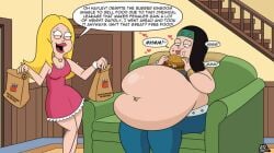 altzegoz_(artist) american_dad big_belly burgers double_belly feederism force_feeding francine_smith hayley_smith love_hearts malicious_intent mother_and_daughter obese text_bubble weight_gain