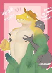 1ambiguous 1boy 2024 ambiguous_gender ambiguous_species completely_nude completely_nude_male crocodile crocodilian crocodylid digital_drawing_(artwork) digital_media_(artwork) duo duo_focus erect_penis erection gabroski999 glans grabbing_pecs gummigoo_(the_amazing_digital_circus) gummy_(food) gummy_creature hat headgear headwear humanoid_genitalia humanoid_penis living_candy living_food male male_anthro male_focus nude nude_male pecs pecs_grab pecs_touching penile penis penis_out reptile reptile_humanoid scalie the_amazing_digital_circus ych ych_(character)