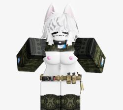 1girls 3d artist_request breasts female hourglass_figure naked roblox robloxian small_breasts source_request stockings tagme white_background white_body white_fur white_hair