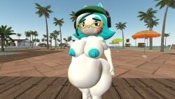 1girls 3d anthro anthro_only bbw bbw_mom beach belly breasts completely_nude fat female female_only female_solo garry's_mod glasses glitch_productions gmod hat headphones kabalmystic karen_(smg4) naked_glasses naked_hat naked_headwear nude nude_female pool pregnant smg4