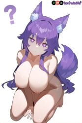 1girls ? ai_generated big_breasts breasts confusion curvy cute dog_ears dog_girl doggirl female female_focus female_only highres hips huge_boobs huge_breasts kemonomimi kneeling light_skin light_skinned_female long_hair nude nude_female on_knees patreon_username petgirl petite purple_ears purple_eyes purple_hair purple_tail spoken_question_mark thick_thighs thighs tori toriwoofs watermark wavy_hair white_skin white_skinned_female wide_hips wolf_ears