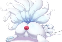 1boy 1girls alolan_ninetales anal anal_sex anthro anthrofied ass ayzcube big_ass big_tail blue_pussy bodily_fluids breasts canine disembodied_penis feet female feral fox furry hi_res kitsune leash male ninetales nintendo nude paws penetration penis pokémon_(species) pokemon pokemon_sm pussy simple_background tears thick_thighs video_games white_background wide_hips