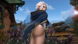 big_breasts booty bottomless clothed clothing focus_on_ass jaina_proudmoore ksenia_lightman pussy vagina viewed_from_behind warcraft white_hair world_of_warcraft