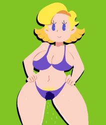 blonde_hair blonde_pubic_hair bush earthbound edit minus8 ness's_mom nintendo_moms_animation_(minus8) pussy_juice_drip_through_clothes solo sweating wet_panties