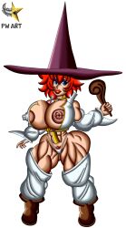 big_breasts big_hips bimbo bimbo_body bimbo_lips blue_eyes boots capcom clothed clothing curvy curvy_figure huge_ass huge_breasts makeup nipple_piercing nipples pale-skinned_female pierced_nipples piercings pointer_warrior_xxx pubic_hair puffy_nipples red_earth red_hair short_hair tabasa tessa tessa_(red_earth) thick_thighs thong voluptuous voluptuous_female warzard witch_hat