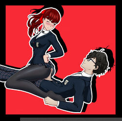 1boy 1girls atlus blush buttjob female joker_(persona) kasumi_yoshizawa lepsa looking_back megami_tensei penis persona persona_5 persona_5_royal ren_amamiya sumire_yoshizawa tagme whentai