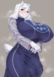 1futa anthro breasts bulge clothing fully_clothed futanari hi_res huge_cock large_breasts milf penis pondbs toriel uncensored undertale white_body