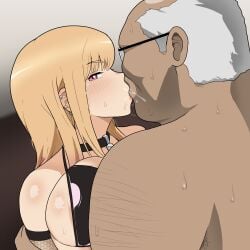 1girls 3boys age_difference arms_behind_back big_breasts black_hair blonde_hair breasts bulge cheating choker collar cuck cuckold dark-skinned_male dark_skin ear_piercing erect_nipples eyebrows fat_man fat_woman female gyaru hideous_male huge_breasts huge_thighs kissing kitagawa_marin large_breasts light-skinned_female light_skin long_hair looking_at_viewer male navel netorare nipples obese_female old_man_george_costanza older_male older_man_and_teenage_girl pink_eyes public pulpawoelbo sono_bisque_doll_wa_koi_wo_suru stockings teenage_girl teenager thick_thighs thighhighs thighs ugly ugly_bastard ugly_man venus_body wide_hips younger_female_older_male