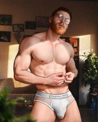 beard biceps big_bulge bulge caucasian caucasian_male damnarts ginger glasses huge_bulge instagram_model looking_at_viewer male male_only muscles muscular muscular_male pecs real_person shirtless_male sticky_boy underwear underwear_only