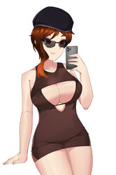 brown_hair coco_adel dress fikri710 phone rwby sunglasses tinted_eyewear