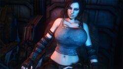 1girls 2019 3d 3d_animation animated big_breasts bouncing_breasts breasts brown_hair bulletstorm cleavage dreadlocks female female_only female_solo gif human human_female human_only human_solo jiggling low_cut_top midriff midriff_baring_shirt sci-fi science_fiction scifi solo solo_female tight_clothing trishka_novak vaako