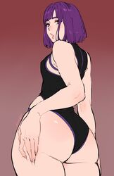 1girls ass big_ass female female_only kenshin187 leopard looking_at_viewer looking_back one-piece_swimsuit solo