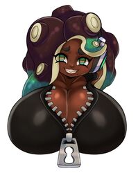 alternate_breast_size bust bust_style female headphones huge_breasts marina_(splatoon) matospectoru octoling smile solo splatoon tentacle