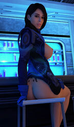 1girls 3d ashley_williams ass bottomless dat_ass female female_only looking_at_viewer mass_effect oceanmyhope sitting solo tramp_stamp