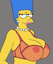 big_breasts blue_hair bra earrings marge_simpson necklace pbrown see-through solo the_simpsons