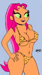 1girls 2012 big_breasts bikini cartoon_network dc dc_comics drawingthings12 edit female female_only green_eyes koriand'r nipple_slip nipples pink_hair polka_dot polka_dot_bikini polka_dot_swimsuit solo starfire superheroine swimsuit teen_titans teen_titans_go