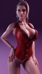 1girls 3d 3d_(artwork) accessory areola_slip areolae big_breasts blonde_hair bottomless breasts busty cleavage earrings female female_only final_fantasy final_fantasy_vii final_fantasy_vii_remake hand_on_hip huge_breasts jewelry jul3dnsfw large_areolae large_breasts legs legs_apart light-skinned_female light_skin lipstick makeup necklace no_panties painted_nails platinum_blonde_hair pose purple_eyes pussy red_clothing red_nails ring scarlet_(ffvii) skin solo tagme thighs tight_clothing updo vest vulva waistcoat