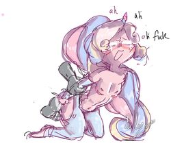 artist_request belly_bulge big_penis colored_sketch cookie_run cream_unicorn_cookie cuntboy gay intersex mastectomy_scar multicolored_hair ripped_stockings unicorn violet_eyes white_background yaoi