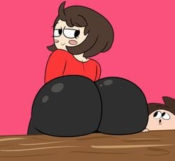 1boy 1girls ass ass_focus big_ass big_butt bimbo black_eyes blush brown_hair bubble_ass bubble_butt butt_focus claire_&_james clarissa_macias dat_ass huge_ass leggings looking_back red_shirt tagme thick_ass youtube