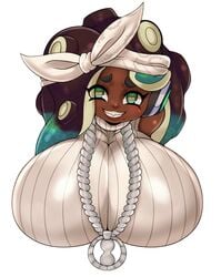 alternate_breast_size bust bust_style female headphones huge_breasts marina_(splatoon) matospectoru nintendo octoling smile solo splatoon tagme tentacle